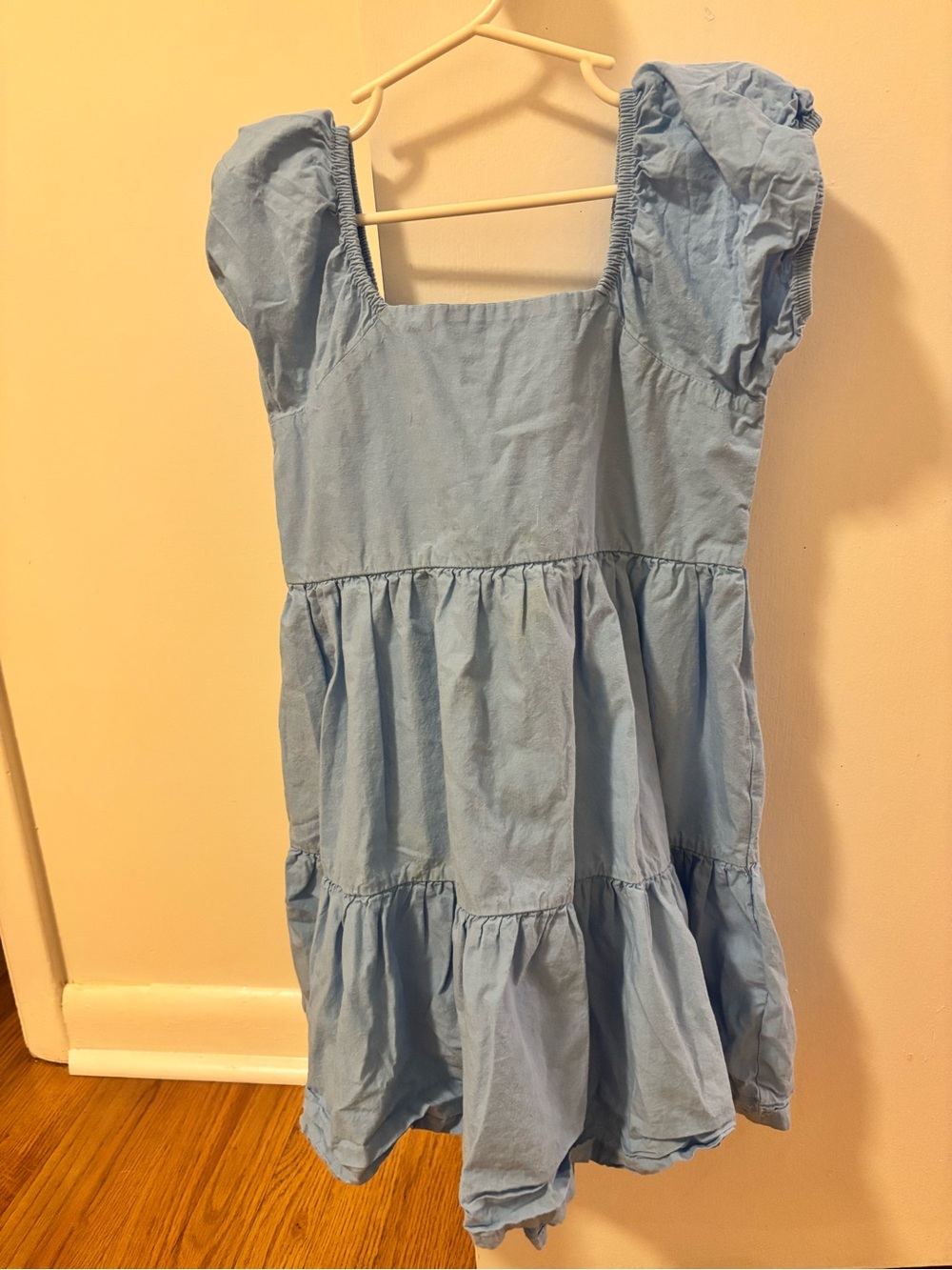 Monica + Andy Light Blue Puff-Sleeve Twirl Girls Dress
